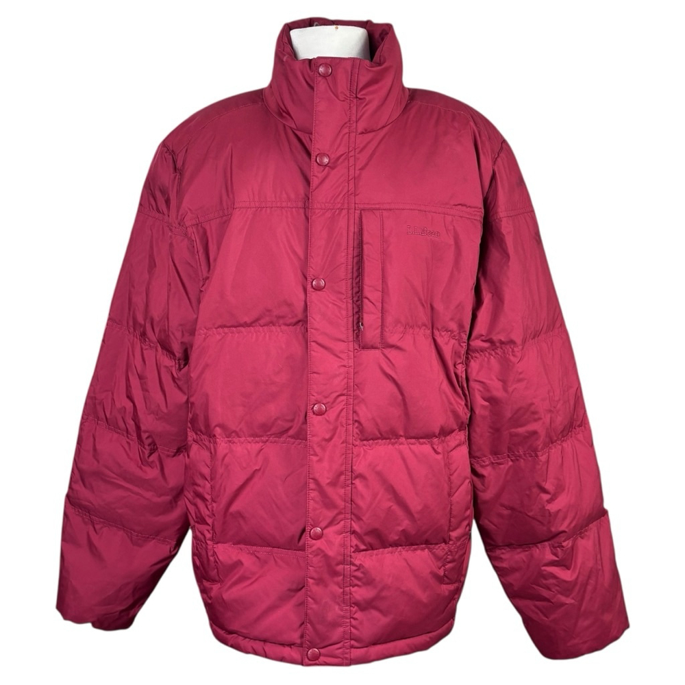 L.L.Bean Men's Down Puffer Jacket Red Size Large Water-Repellent Pertex Outter